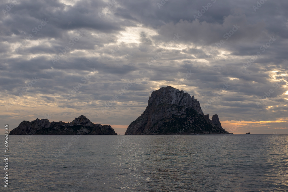 The island of es vedra of Ibiza at sunset