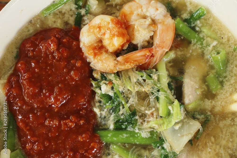 Sukiyaki seafood with mix vegetables is delicious Sukiyaki seafood with mix vegetables is delicious