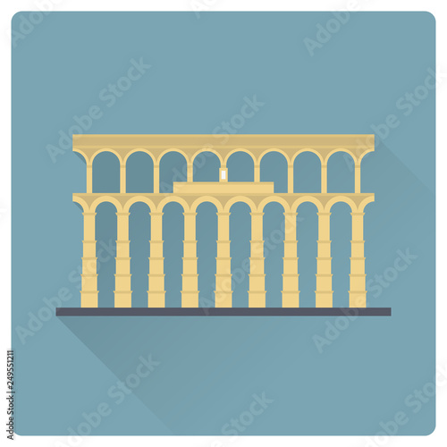 Aqueduct of Segovia, Spain, vector icon