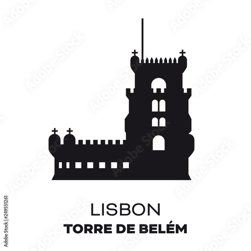 Belem Tower at Lisbon vector silhouette