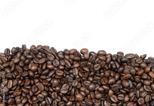 Coffee beans frame on the white background.