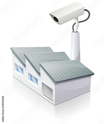 Usine et sa caméra de surveillance (reflet)
