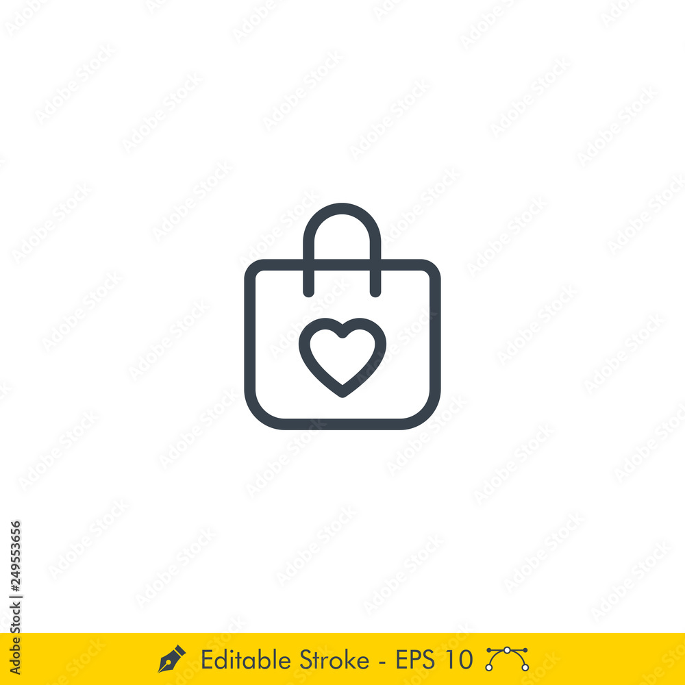 Wish List Online Shopping Icon / Vector - In Line / Stroke Design Wish List Online Shopping Icon / Vector - In Line / Stroke Design