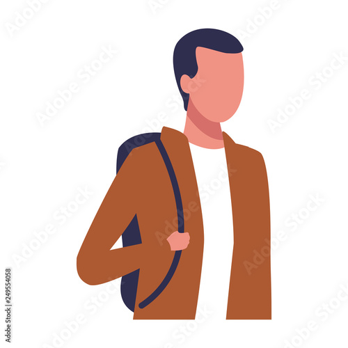 faceless guy bagpack portrait