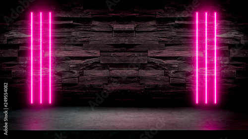 Empty dark stone table with...