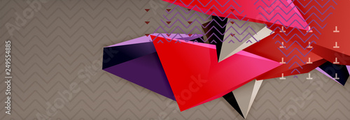 3d triangular shapes geometric background. Origami style pattern with triange shapes for decorative design. Poster design. Line design. Modern presentation template