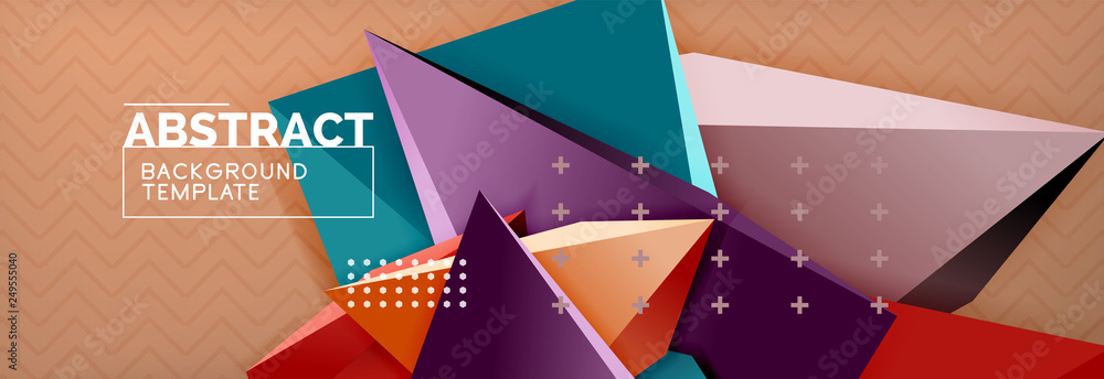 Vector 3d triangular shapes abstract background, origami futuristic template with lines Vector 3d triangular shapes abstract background, origami futuristic template with lines