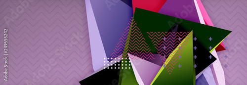 3d triangular shapes geometric background. Origami style pattern with triange shapes for decorative design. Poster design. Line design. Modern presentation template