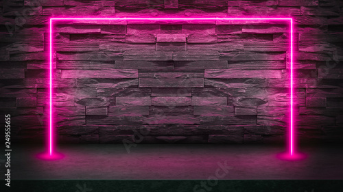 Empty dark stone table with...