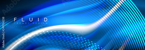 Fluid colors mixing glowing neon wave background, holographic texture