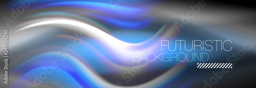 Fluid colors mixing glowing neon wave background, holographic texture