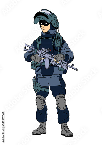Special forces urban soldier in tactical uniforms
