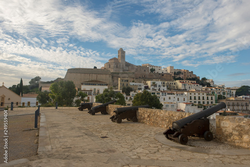 Old cannons in the medieval village of ibiza