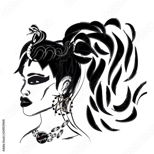 Tattoo designs. Egyptian Queen, Cobra Snake Crown Headband