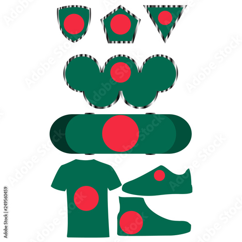 Set with the image of the flag of Bangladesh. Vector.