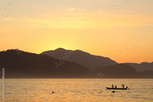 nascer do sol, pescadores, linda paisagem