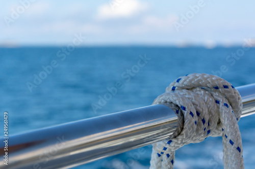 White rope on railing
