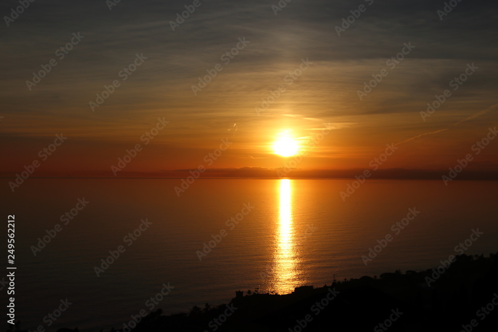 tramonto sul mar Ligure.