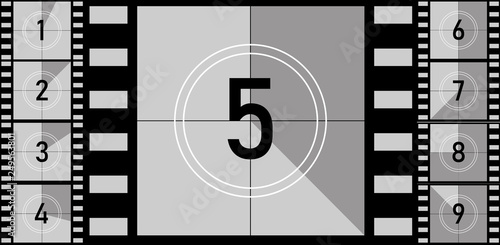 Set retro film movie. Countdown frames timer universal counter with numbers. Vector EPS10