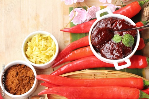 Korean red pepper paste gochujang for cooking photo