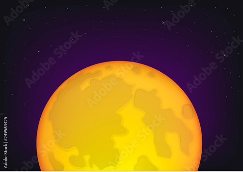 surermoon, full moon and the starry night sky, horizontal vector illustration