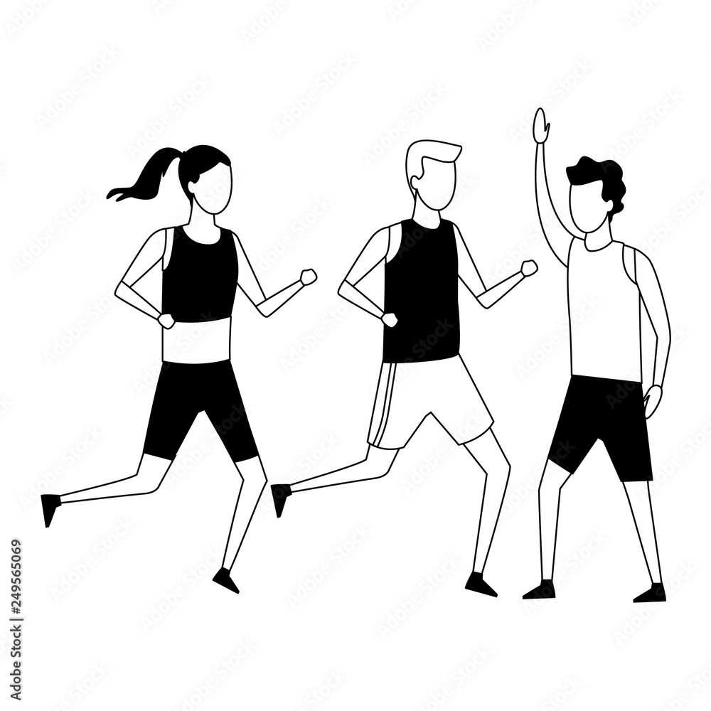 Obraz premium faceless couple sports running black and white