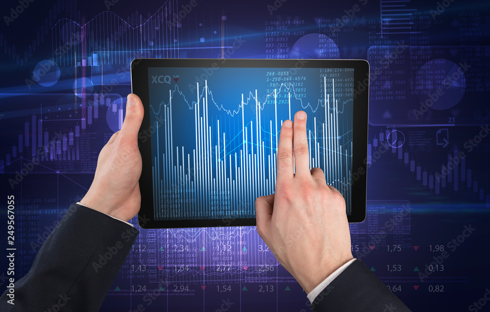 First person hand using tablet and checking financial report on cloud computing system
First person hand using tablet and checking financial report on cloud computing system