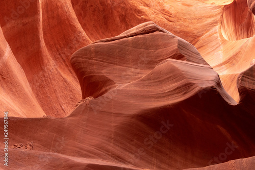 Lower Antelope Canyon - guided tour to scenic, twisting, narrow, sandstone and limestone walls of winding slot canyon curved by flash flood in American Southwest, Navajo Tribal Park, Page, Arizona