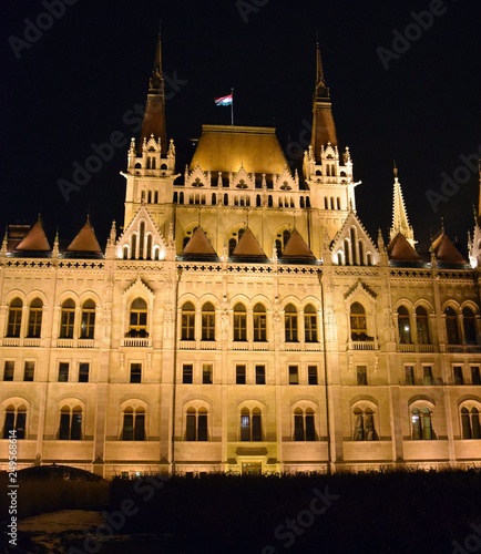 Castle. Residence of the Hungarian Parliament on the Danube in Budapest. 