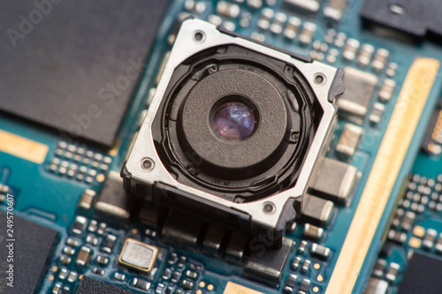 Bilde på lerret Cell phone camera module with other parts of device, service and repair concept