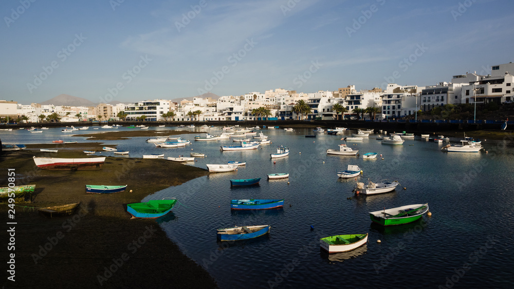Boats in the lagoon of San Gines in Arrecife, Lanzarote.