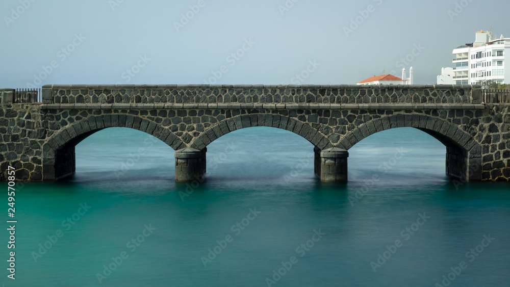 Bridge to the San Gabriel castle in Arrecife, Lanzarote. Long exposure.