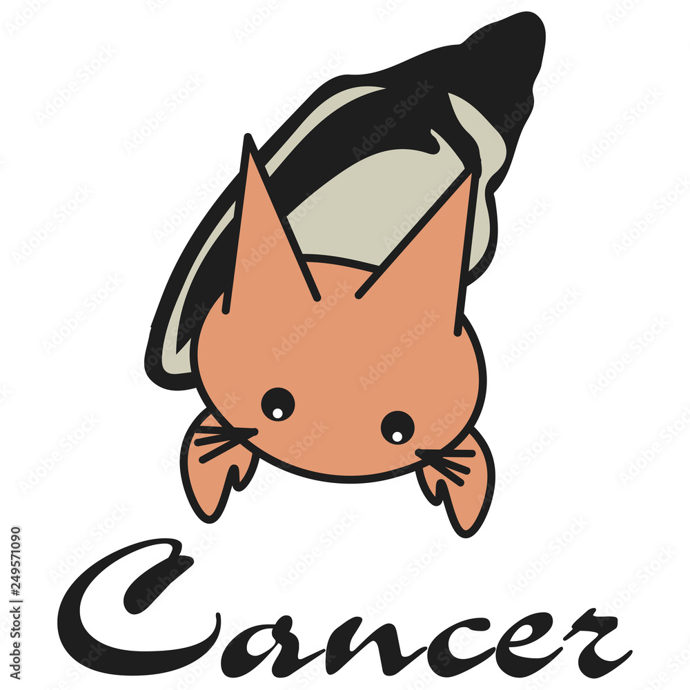 Bunny zodiac sign Cancer in cartoon style.