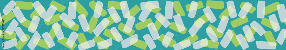 Hand drawn rectangles overlap in spring and summer colors. Seamless repeat border in blue, green and white. Vector design for ribbon, banner, tape, wallpaper border and fashion and textile uses. Hand drawn rectangles overlap in spring and summer colors. Seamless repeat border in blue, green and white. Vector design for ribbon, banner, tape, wallpaper border and fashion and textile uses.