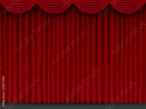 Beautiful red theatre folded curtain drapes seamless texture.
