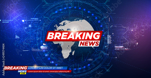 	 News background, breaking news. Modern futuristic template for news on blue background.Digital data visualization. Business technology concept. Vector