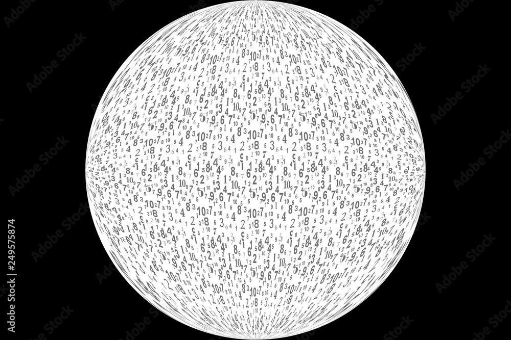 Hundreds of different numbers contained in a circular geometric shape Hundreds of different numbers contained in a circular geometric shape