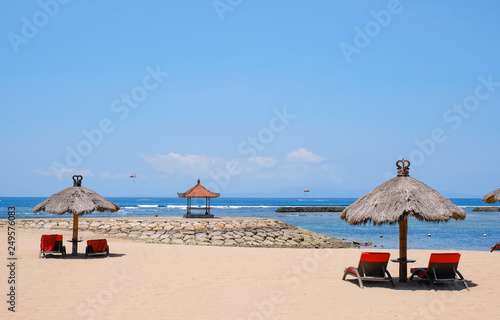 Sunbeds on the ocean beach