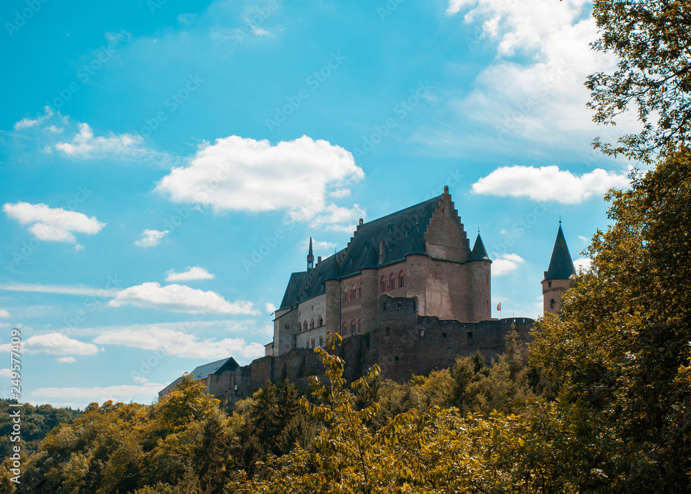 Vianden Castle with blue sky, Luxembourg