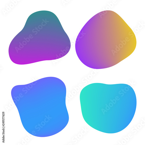 Vector set of neon liguid shapes