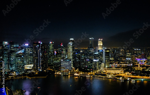 View at Singapore City Skyline, night landscape, Marina Bay 