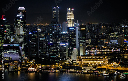 View at Singapore City Skyline  night landscape  Marina Bay 