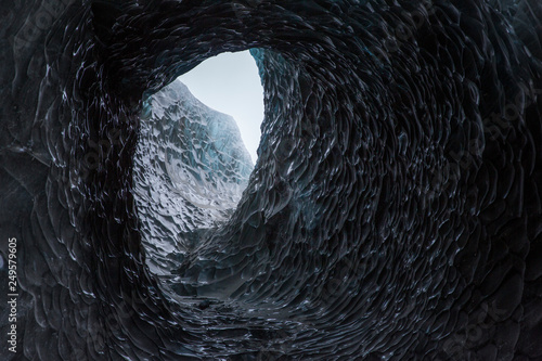 Tunnel of ice in Vatnajokull, Iceland