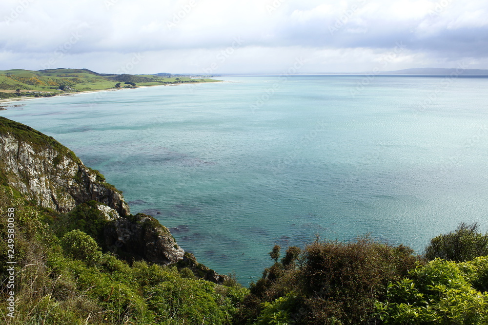 Seaview from cliff in Southern Scenic Route, New Zealand, South Island