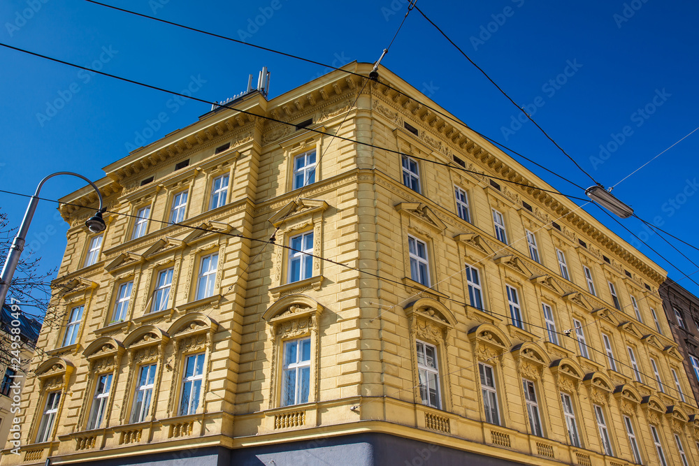Beautiful antique building at a corner on Radetzkyplatz