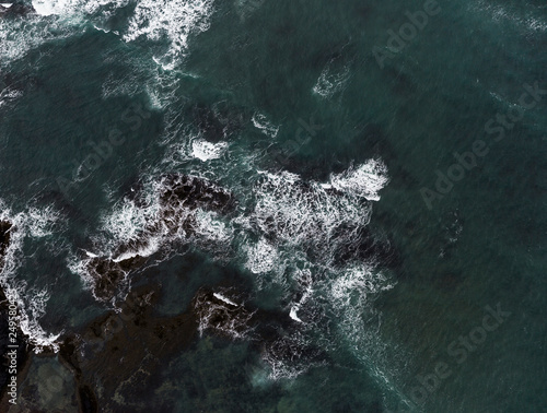 Iceland coastline waves from above