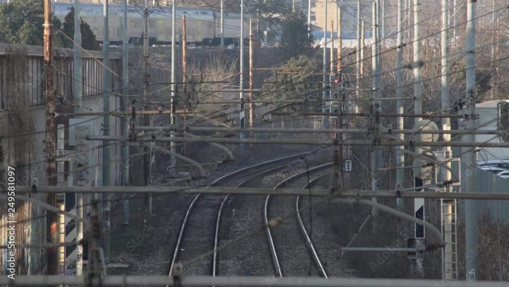 freight train passes and slowed near the city of Milan freight train passes and slowed near the city of Milan