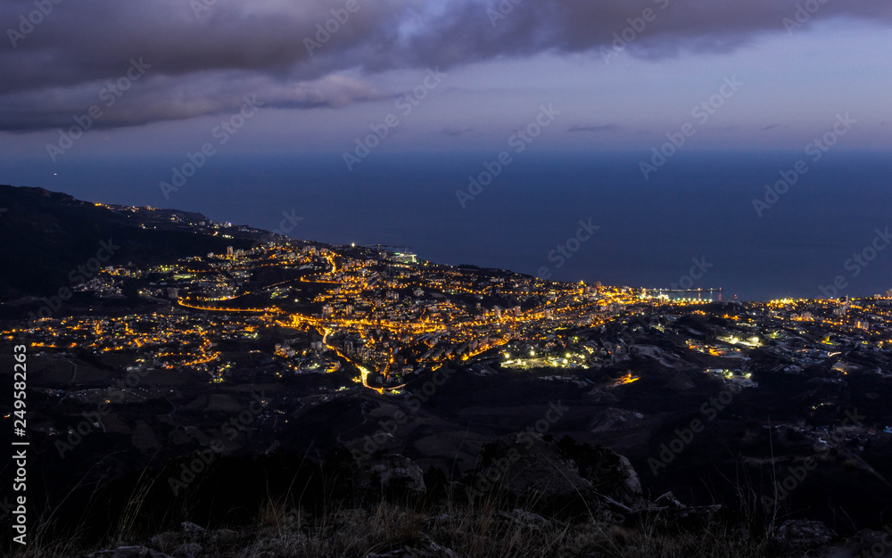 Night landscape with a view on Yalta