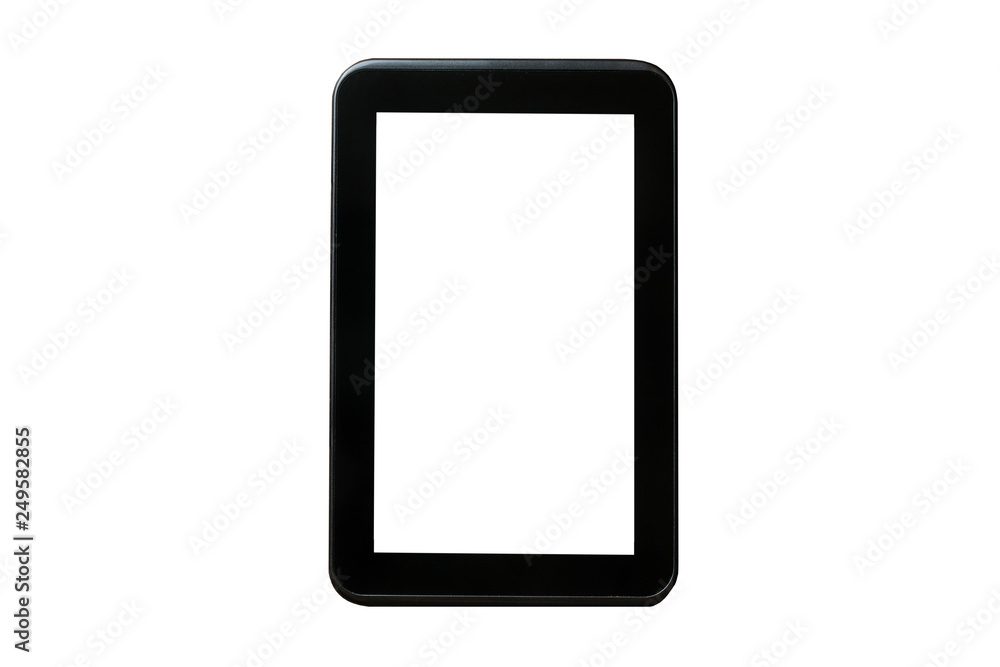Empty copy space black tablet screen frame isolated on white. Empty copy space black tablet screen frame isolated on white.