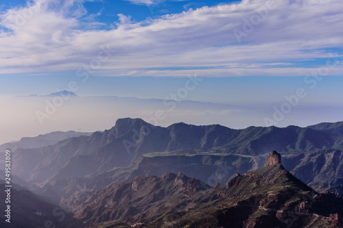 Mountain view of Gran Canaria against Teide volcano in Tenerife